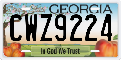 GA license plate CWZ9224