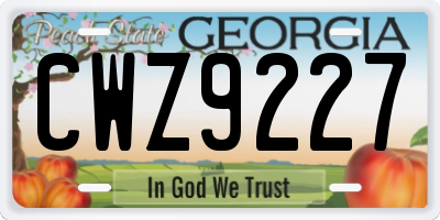 GA license plate CWZ9227
