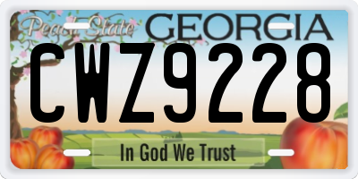 GA license plate CWZ9228