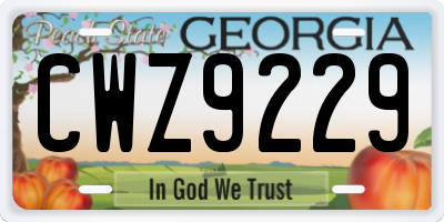 GA license plate CWZ9229