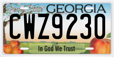 GA license plate CWZ9230