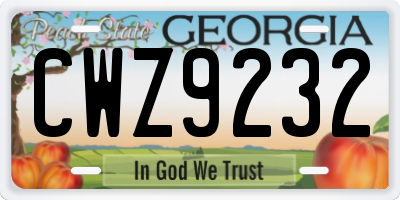 GA license plate CWZ9232