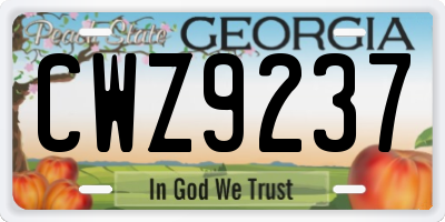 GA license plate CWZ9237