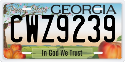 GA license plate CWZ9239