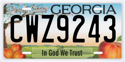 GA license plate CWZ9243