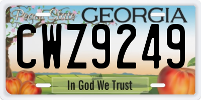 GA license plate CWZ9249