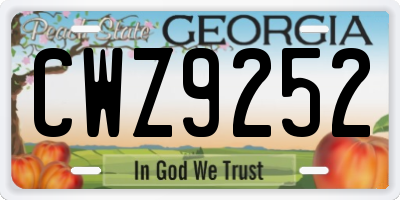 GA license plate CWZ9252