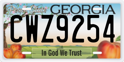 GA license plate CWZ9254