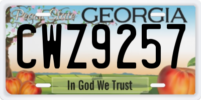 GA license plate CWZ9257