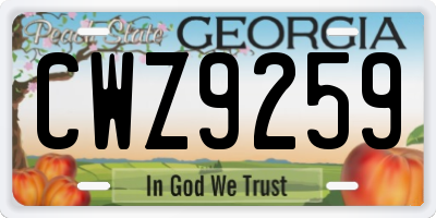 GA license plate CWZ9259