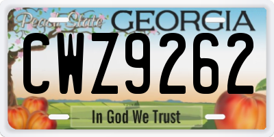 GA license plate CWZ9262