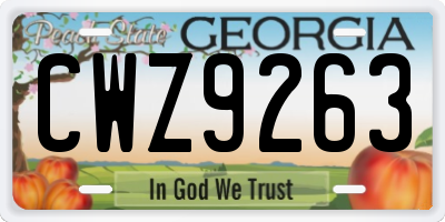 GA license plate CWZ9263
