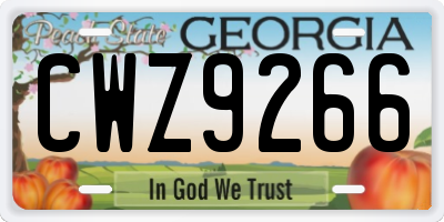 GA license plate CWZ9266