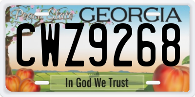 GA license plate CWZ9268