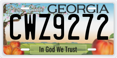 GA license plate CWZ9272