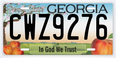 GA license plate CWZ9276