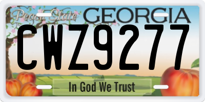 GA license plate CWZ9277
