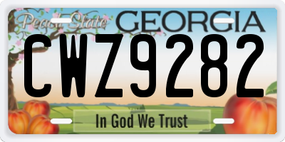 GA license plate CWZ9282