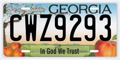 GA license plate CWZ9293