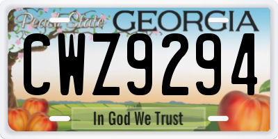 GA license plate CWZ9294