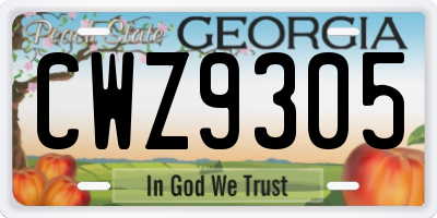 GA license plate CWZ9305