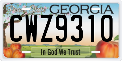 GA license plate CWZ9310
