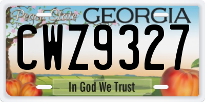 GA license plate CWZ9327