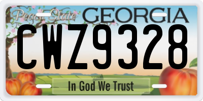 GA license plate CWZ9328