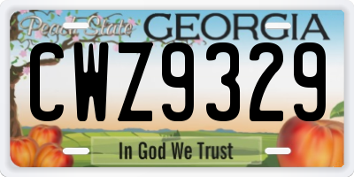 GA license plate CWZ9329