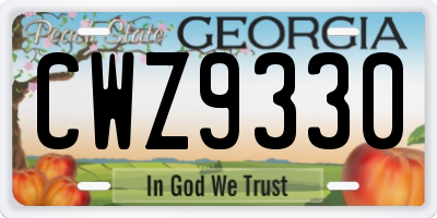 GA license plate CWZ9330