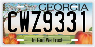 GA license plate CWZ9331