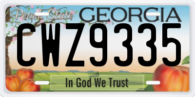 GA license plate CWZ9335
