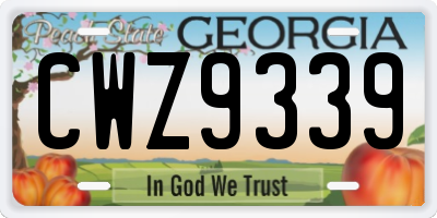 GA license plate CWZ9339