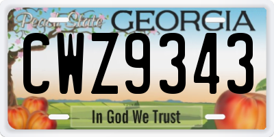 GA license plate CWZ9343
