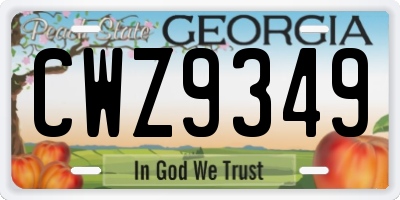 GA license plate CWZ9349