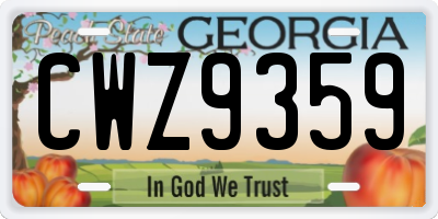 GA license plate CWZ9359