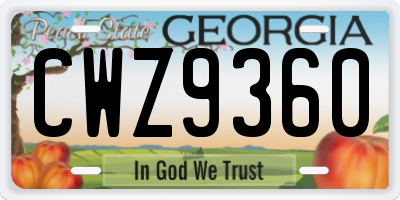 GA license plate CWZ9360