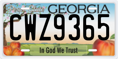 GA license plate CWZ9365