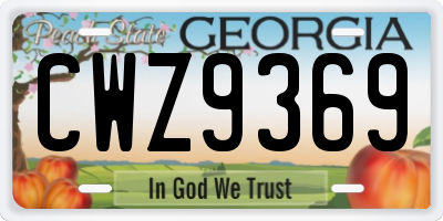GA license plate CWZ9369