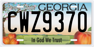 GA license plate CWZ9370