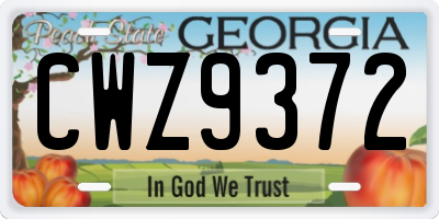 GA license plate CWZ9372
