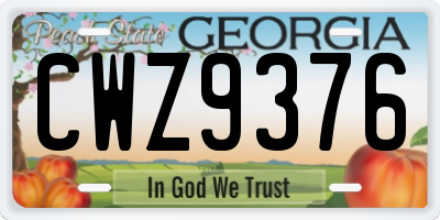 GA license plate CWZ9376