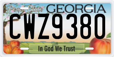 GA license plate CWZ9380
