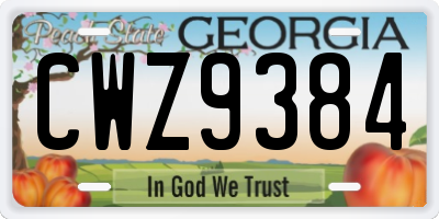GA license plate CWZ9384