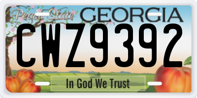 GA license plate CWZ9392