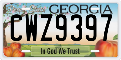 GA license plate CWZ9397