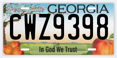GA license plate CWZ9398