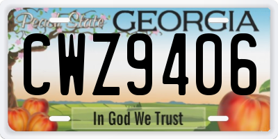 GA license plate CWZ9406