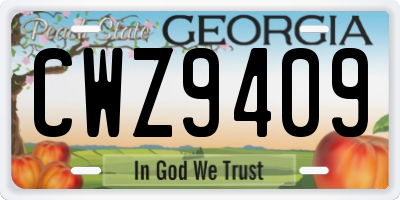 GA license plate CWZ9409