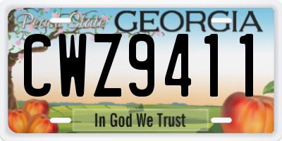 GA license plate CWZ9411
